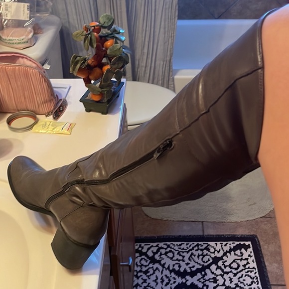 LUX LEATHER 👢 Charcoal Gray Italian Knee High Boots European Size 39 - Picture 5 of 5